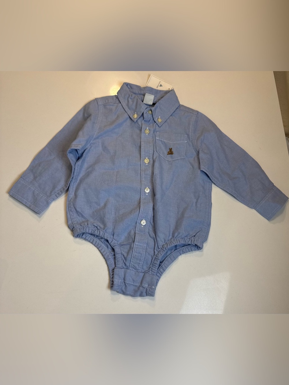 GAP Light Blue Baby Button-Up Shirt Onesie Size 18-24months
